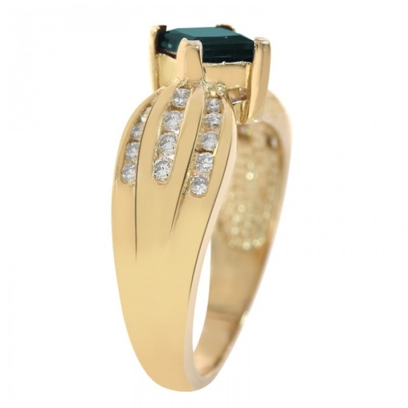 1.00 Carat Princess Cut Alexandrite & Diamond Ring - Picture 5 of 6